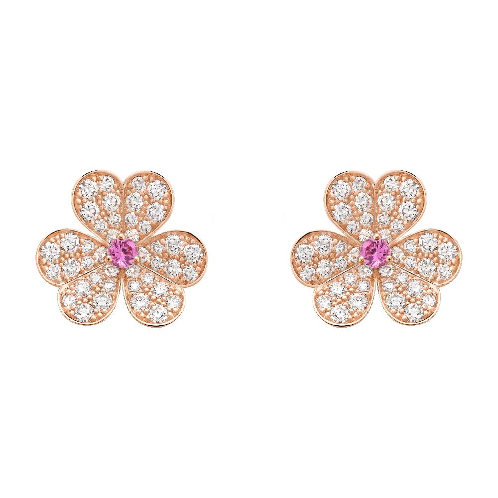 Aura FRIVOLE PINK GOLD BLUMEN DIAMANT OHRRINGE