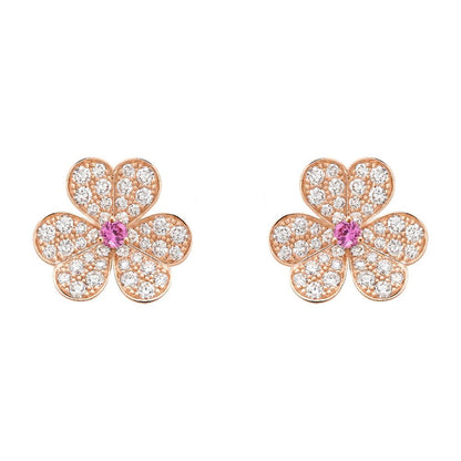 [⭐Aura ]FRIVOLE PINK GOLD FLOWER DIAMOND EARRINGS