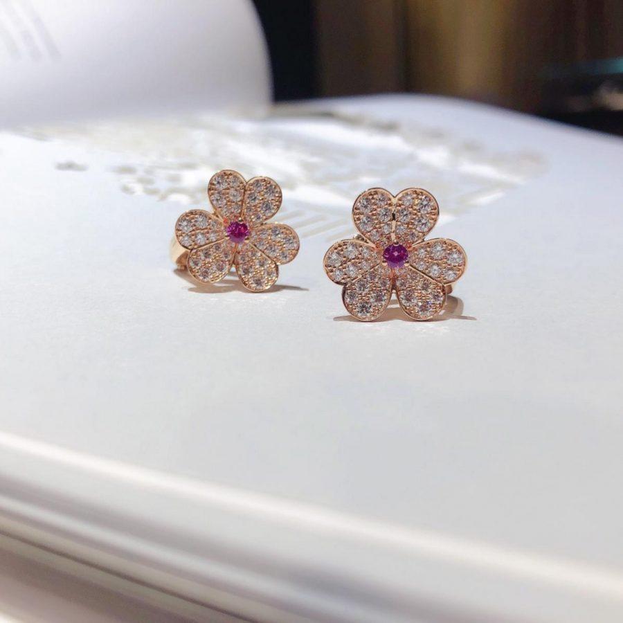 Aura FRIVOLE PINK GOLD BLUMEN DIAMANT OHRRINGE