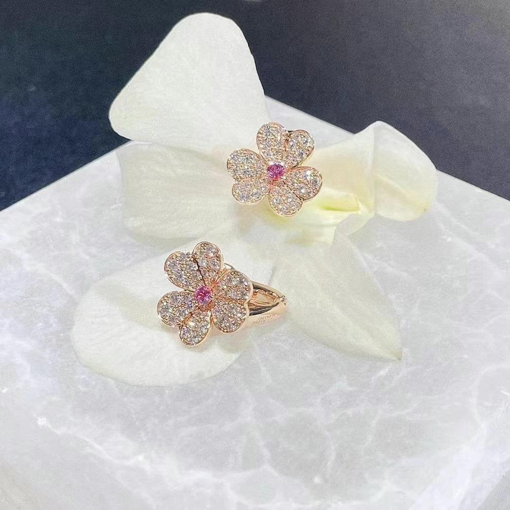 Aura FRIVOLE PINK GOLD BLUMEN DIAMANT OHRRINGE