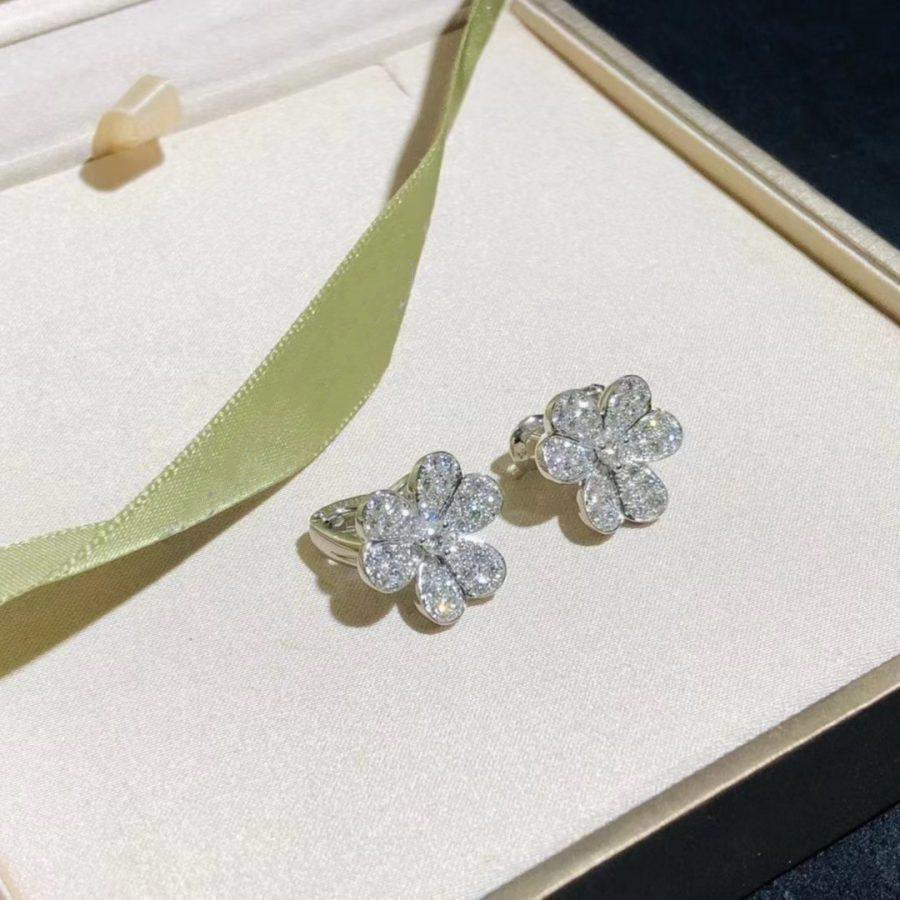 Aura FRIVOLE SILVER FLOWER DIAMOND EARRINGS