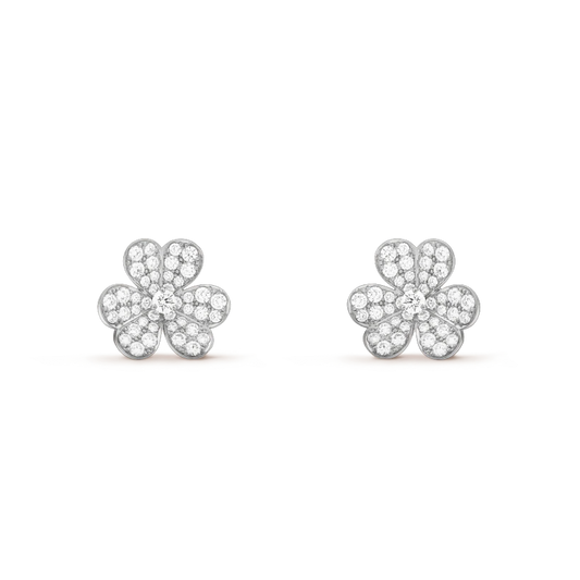 [⭐Aura ]FRIVOLE SILVER FLOWER DIAMOND EARRINGS