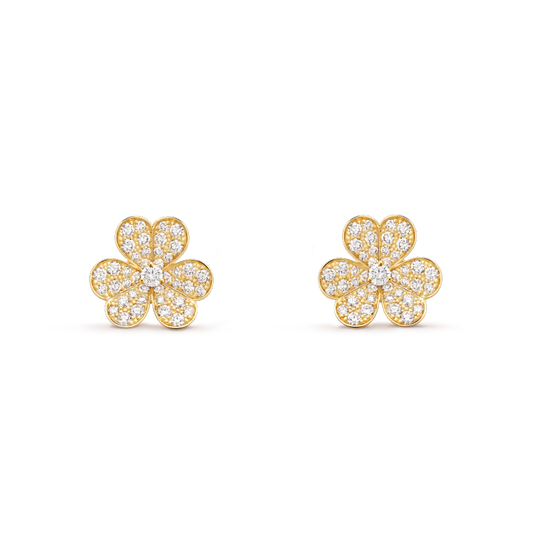 [⭐Aura ]FRIVOLE GOLD FLOWER DIAMOND EARRINGS