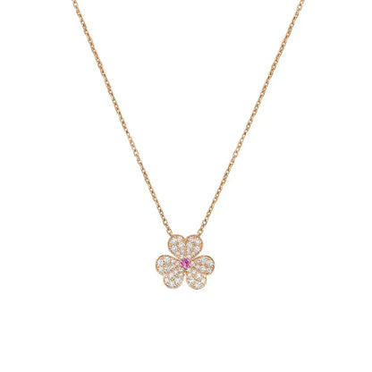 [⭐Aura ]FRIVOLE ROSE GOLD FLOWER DIAMOND NECKLACE