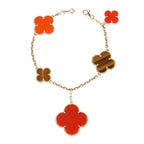 Aura CLOVER BRACELET 5 MOTIFS CARNELIAN TIGER EYE
