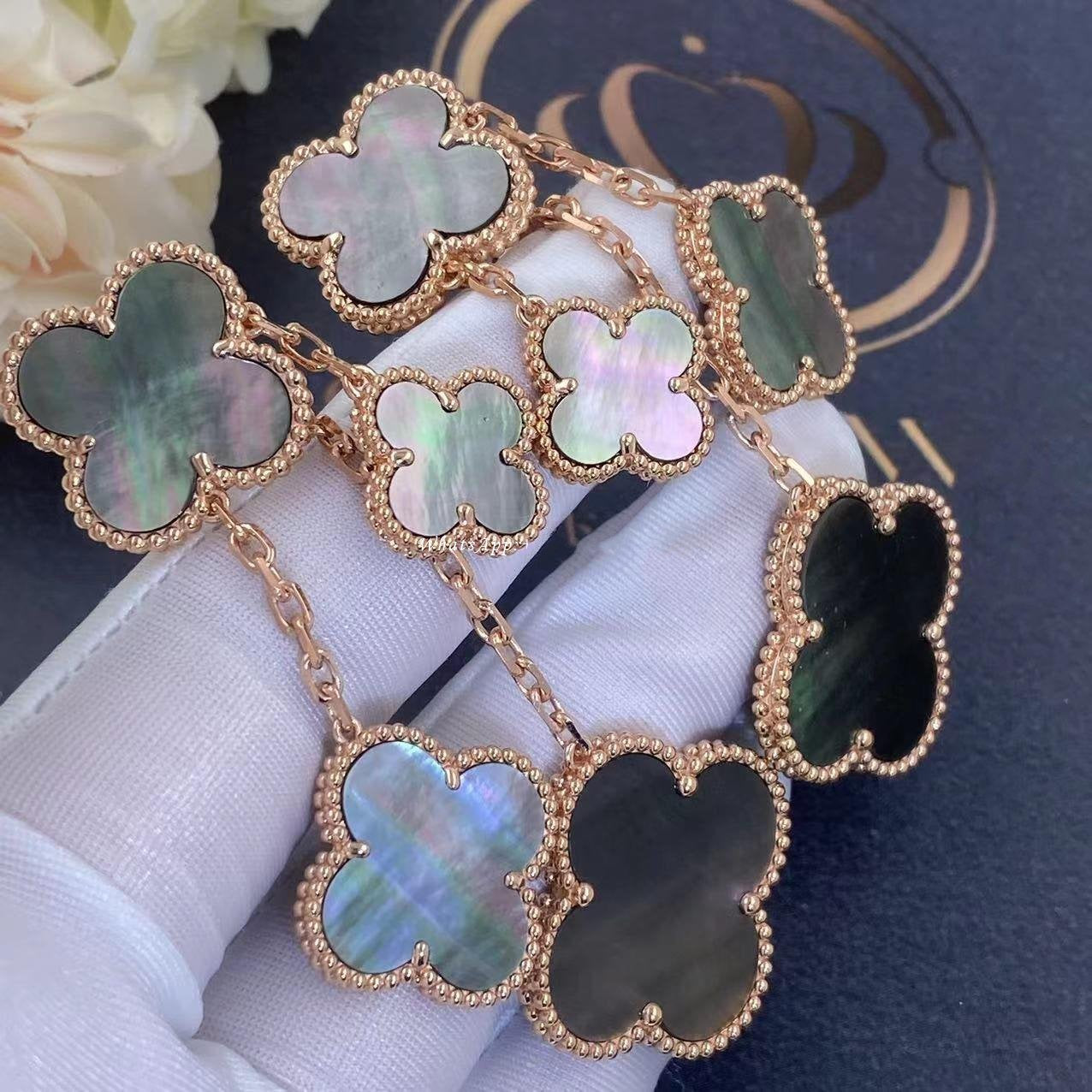 Aura CLOVER EARRINGS DARK MOP 4 MOTIFS ROSE GOLD
