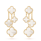 Aura CLOVER EARRINGS WHITE MOP 4 MOTIFS GOLD