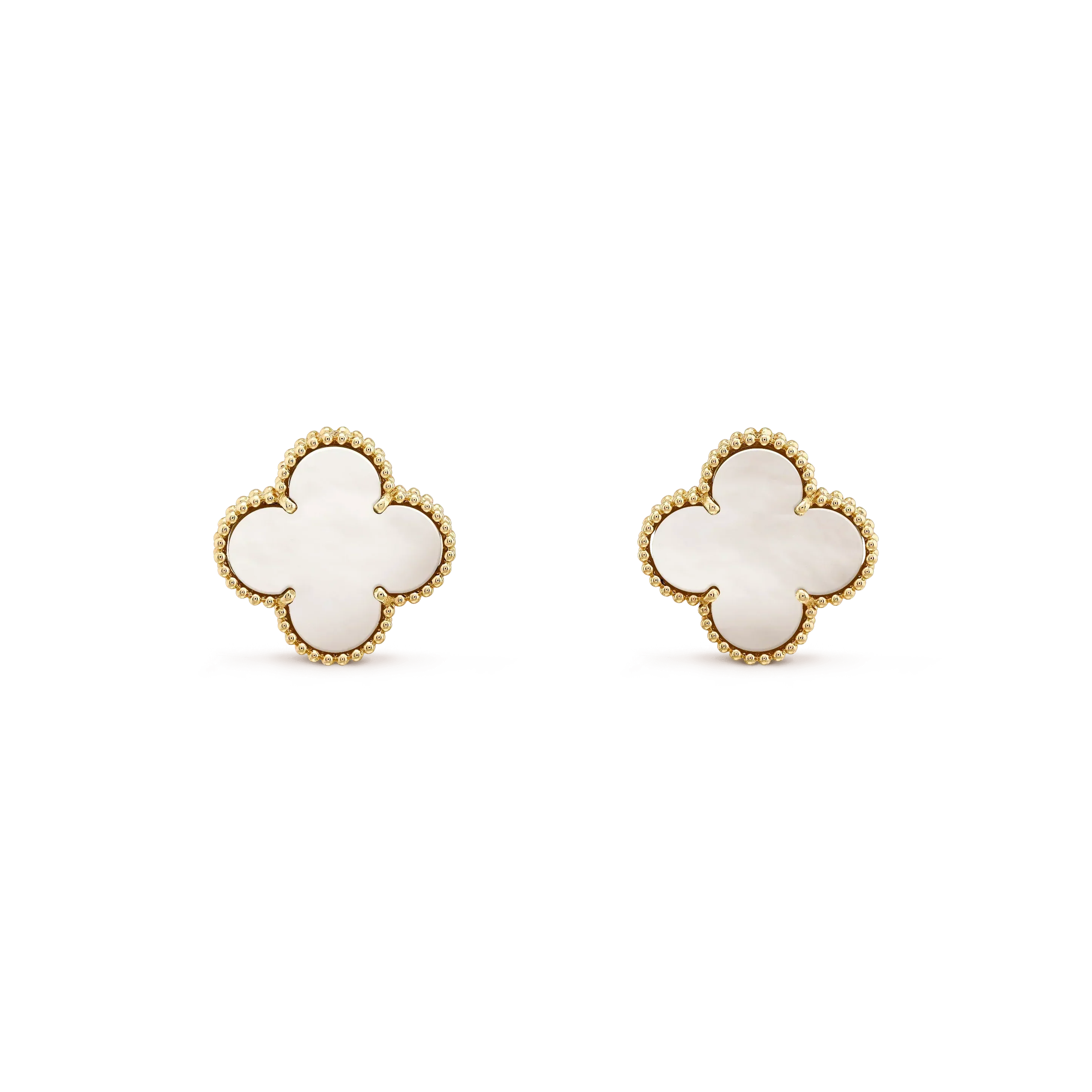 Aura CLOVER MEDIUM 1 MOTIFS  WHITE MOP STUD EARRINGS
