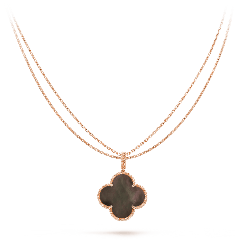 Aura CLOVER 25MM GOLD DARK MOP BIG CLOVER HALSKETTE
