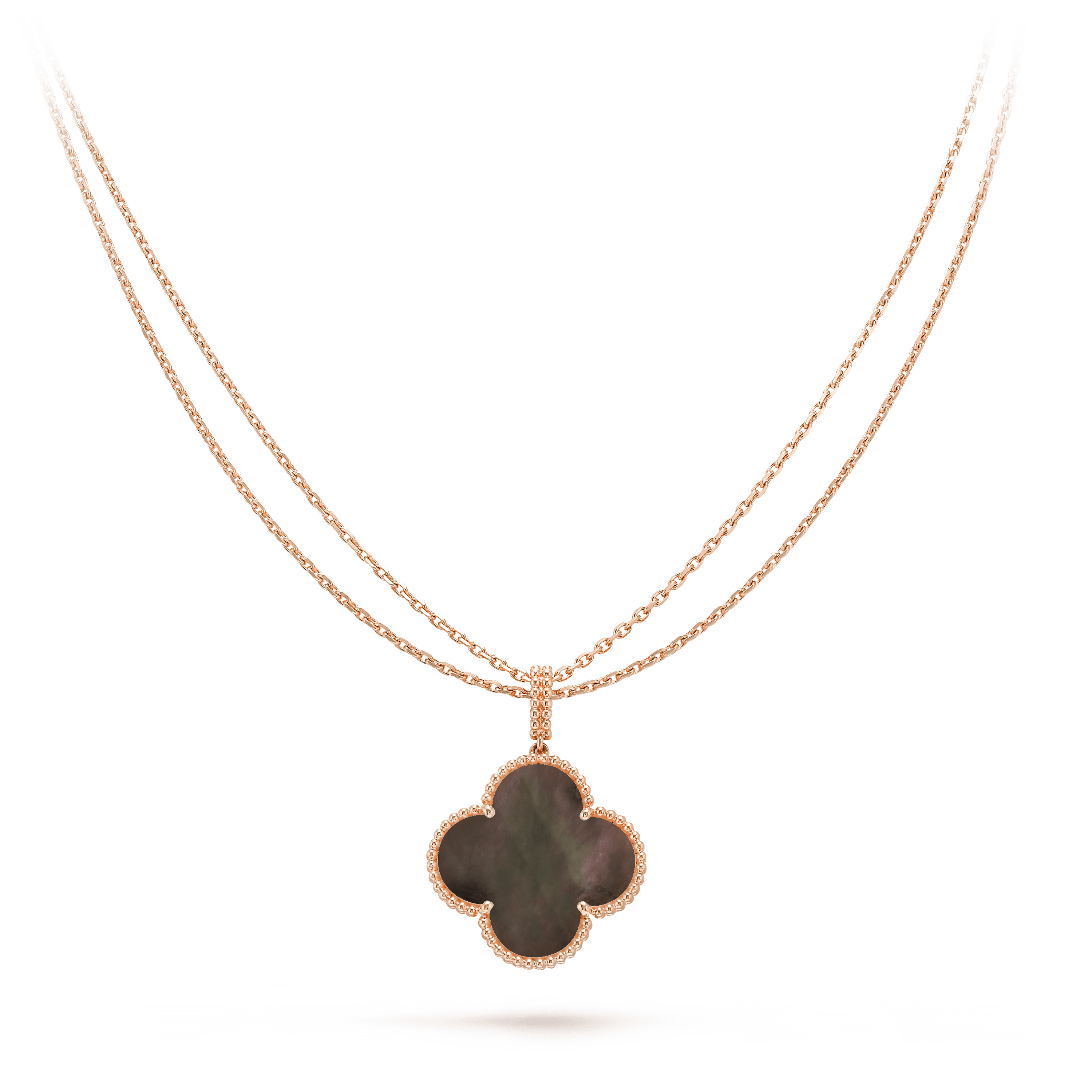 Aura CLOVER 25MM GOLD DARK MOP BIG CLOVER NECKLACE