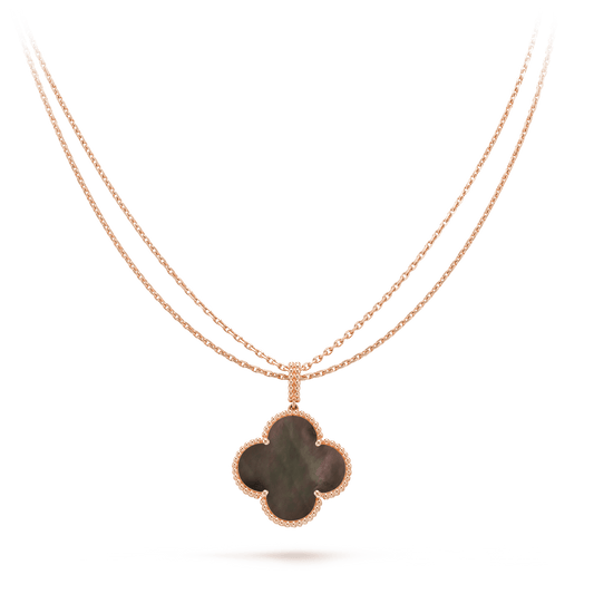 Aura CLOVER 25MM GOLD DARK MOP BIG CLOVER HALSKETTE