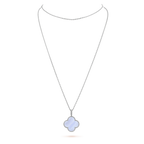 Aura CLOVER SILBER CHALCEDON GROSSE KLEEB LATT HALSKETTE