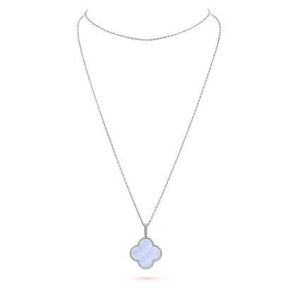 Aura CLOVER SILBER CHALCEDON GROSSE KLEEB LATT HALSKETTE