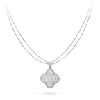 Aura CLOVER 25MM SILBER VOLL DIAMANT GROSSE KLEEB LATT KETTE