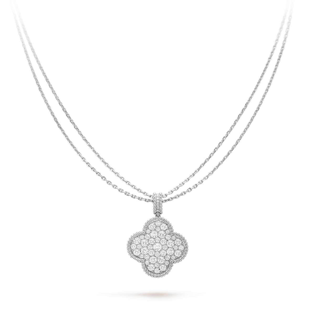 [⭐Aura ]CLOVER 25MM SILVER FULL DIAMOND BIG CLOVER NECKLACE