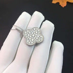 Aura CLOVER 25MM SILBER VOLL DIAMANT GROSSE KLEEB LATT KETTE