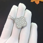Aura CLOVER 25MM SILBER VOLL DIAMANT GROSSE KLEEB LATT KETTE