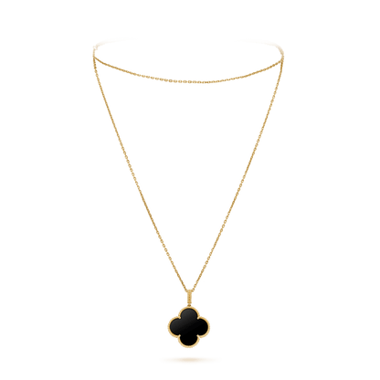 [⭐Aura ]CLOVER 25MM GOLD ONYX BIG CLOVER NECKLACE