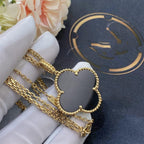Aura CLOVER 25MM GOLD ONYX GROSSES KLEEB LATTCOLLIER