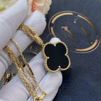 Aura CLOVER 25MM GOLD ONYX GROSSES KLEEB LATTCOLLIER