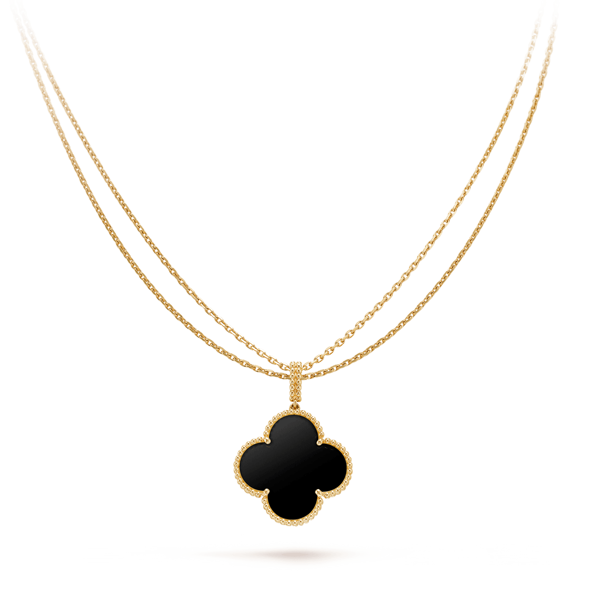 [⭐Aura ]CLOVER 25MM GOLD ONYX BIG CLOVER NECKLACE