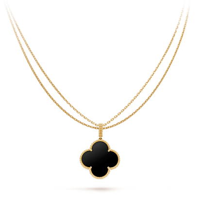 [⭐Aura ]CLOVER 25MM GOLD ONYX BIG CLOVER NECKLACE