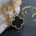 Aura CLOVER 25MM GOLD ONYX GROSSES KLEEB LATTCOLLIER