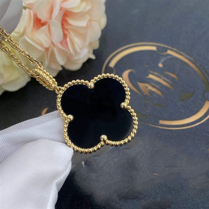 [⭐Aura ]CLOVER 25MM GOLD ONYX BIG CLOVER NECKLACE
