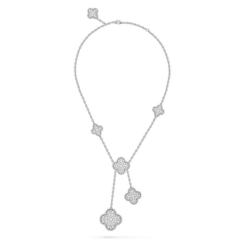Aura CLOVER 5 MOTIFS SILVER DIAMONDS NECKLACE