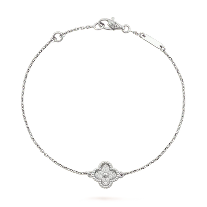 [⭐Aura ]CLOVER  SINGLE FLOWER BRACELET SILVER
