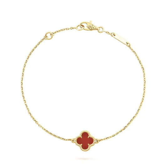 [⭐Aura ]CLOVER  CARNELIAN SINGLE FLOWER BRACELET