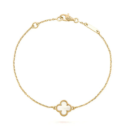 [⭐Aura ]CLOVER WHITE MOP SINGLE FLOWER BRACELET