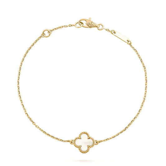 [⭐Aura ]CLOVER WHITE MOP SINGLE FLOWER BRACELET