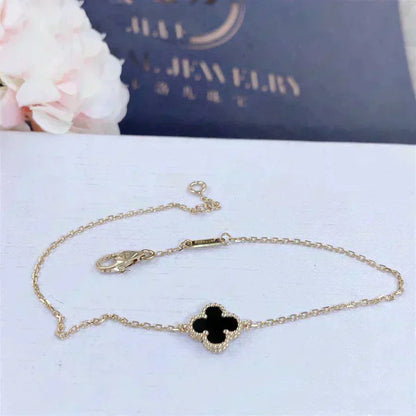 [⭐Aura ]CLOVER ONYX SINGLE FLOWER BRACELET