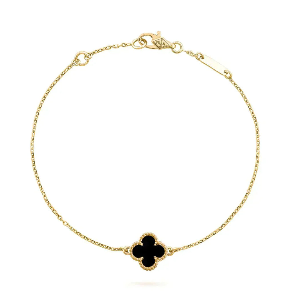 Aura CLOVER ONYX SINGLE FLOWER BRACELET