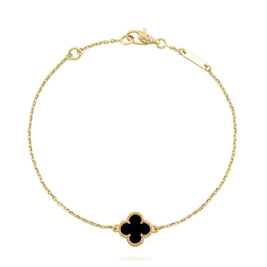 [⭐Aura ]CLOVER ONYX SINGLE FLOWER BRACELET