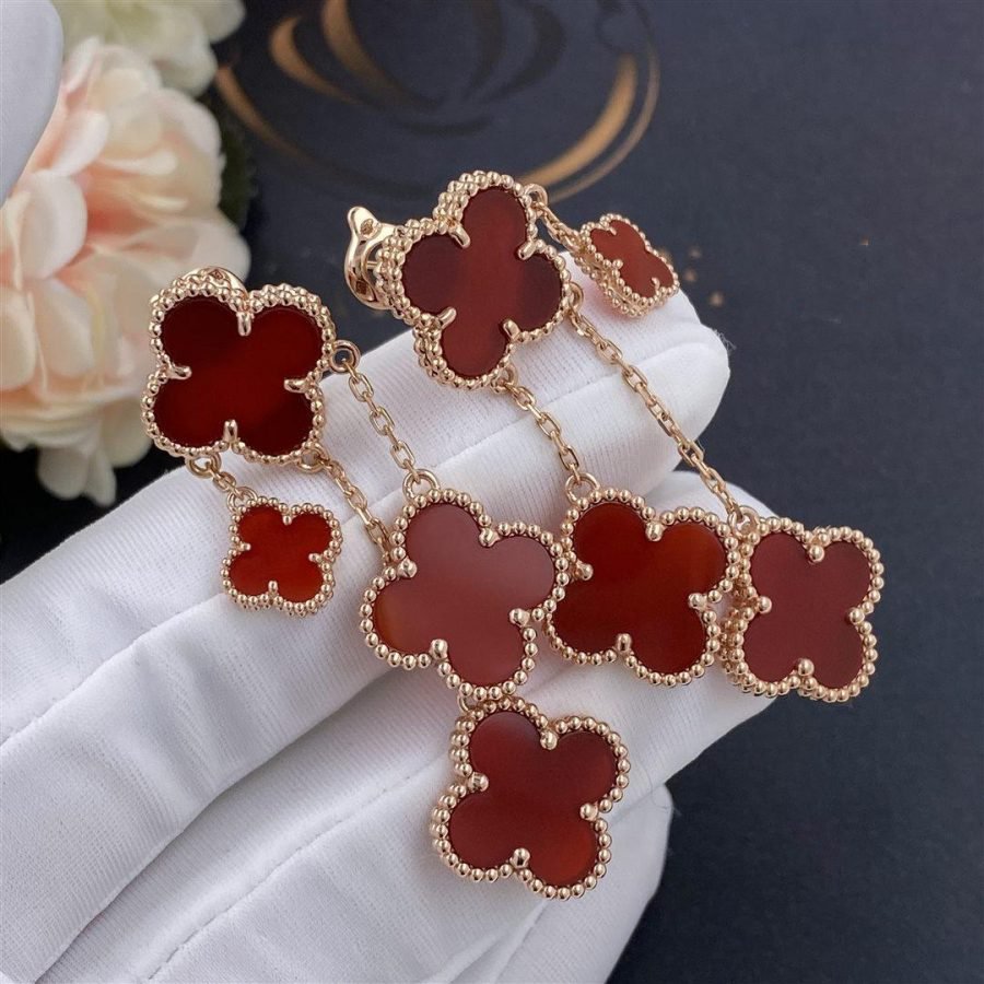 Aura CLOVER OHRRINGE CARNELIAN 4 MOTIVE ROSÉGOLD
