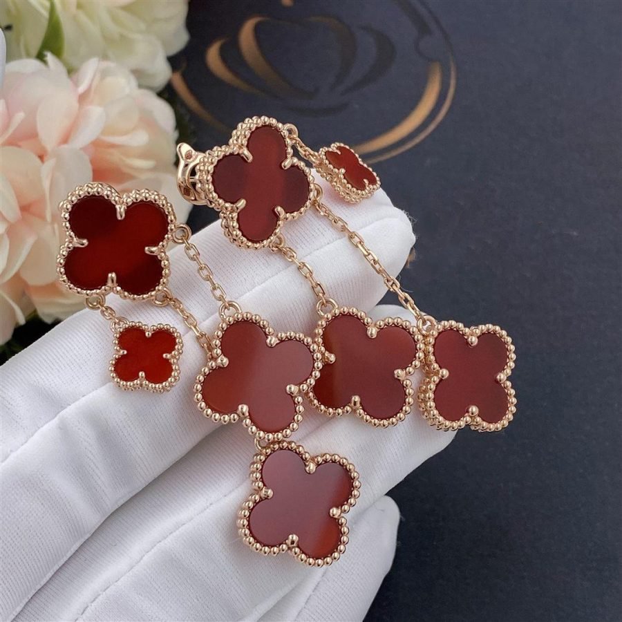 Aura CLOVER OHRRINGE CARNELIAN 4 MOTIVE ROSÉGOLD