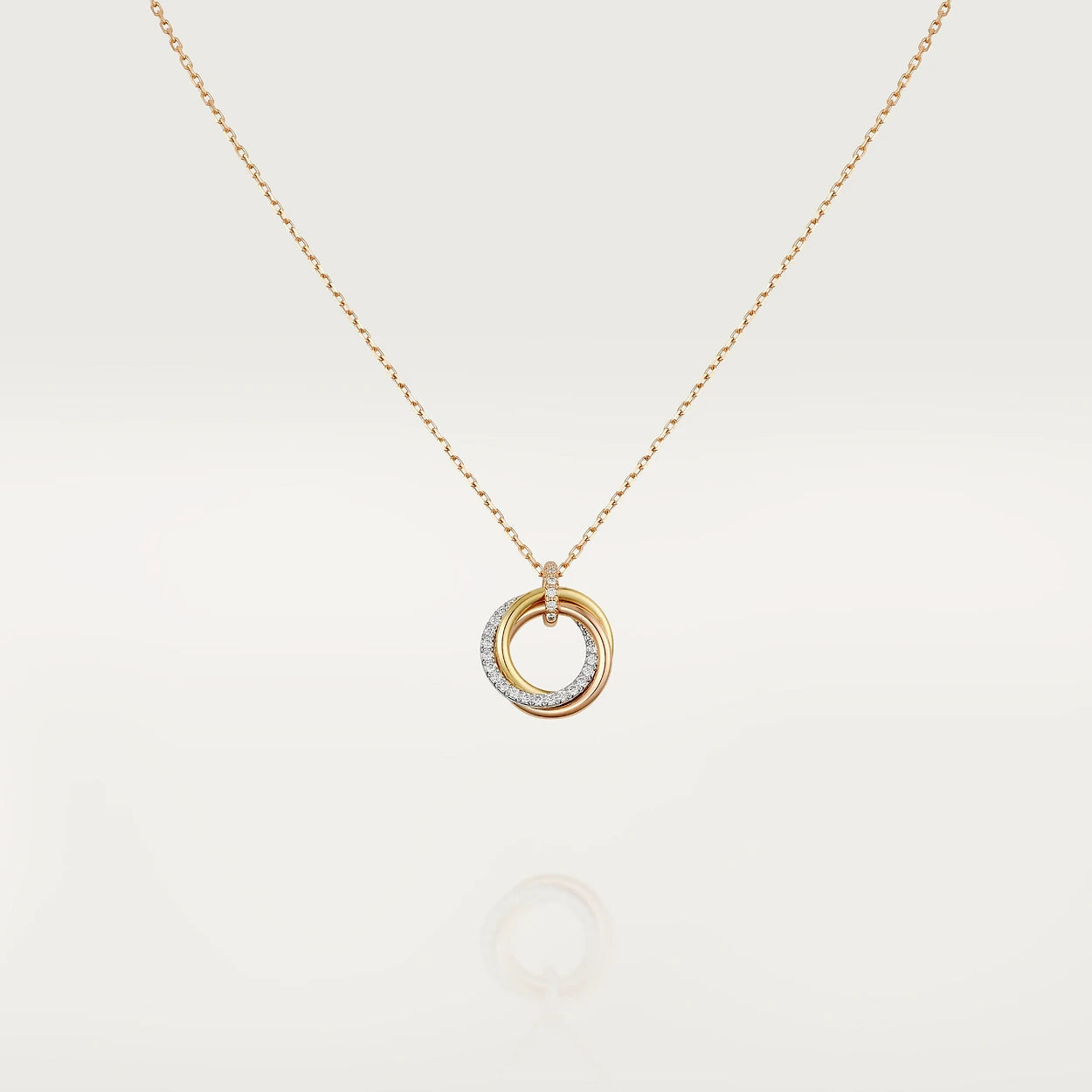 Aura TRINITY NECKLACE SILVER GOLD PINK GOLD DIAMONDS