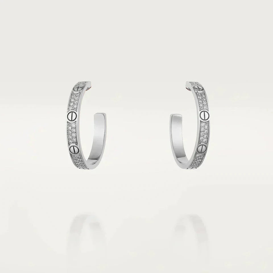 Aura LOVE DIAMOND SILVER HOOP EARRINGS