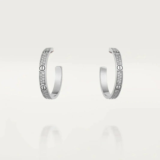 [⭐Aura ]LOVE DIAMOND SILVER HOOP EARRINGS