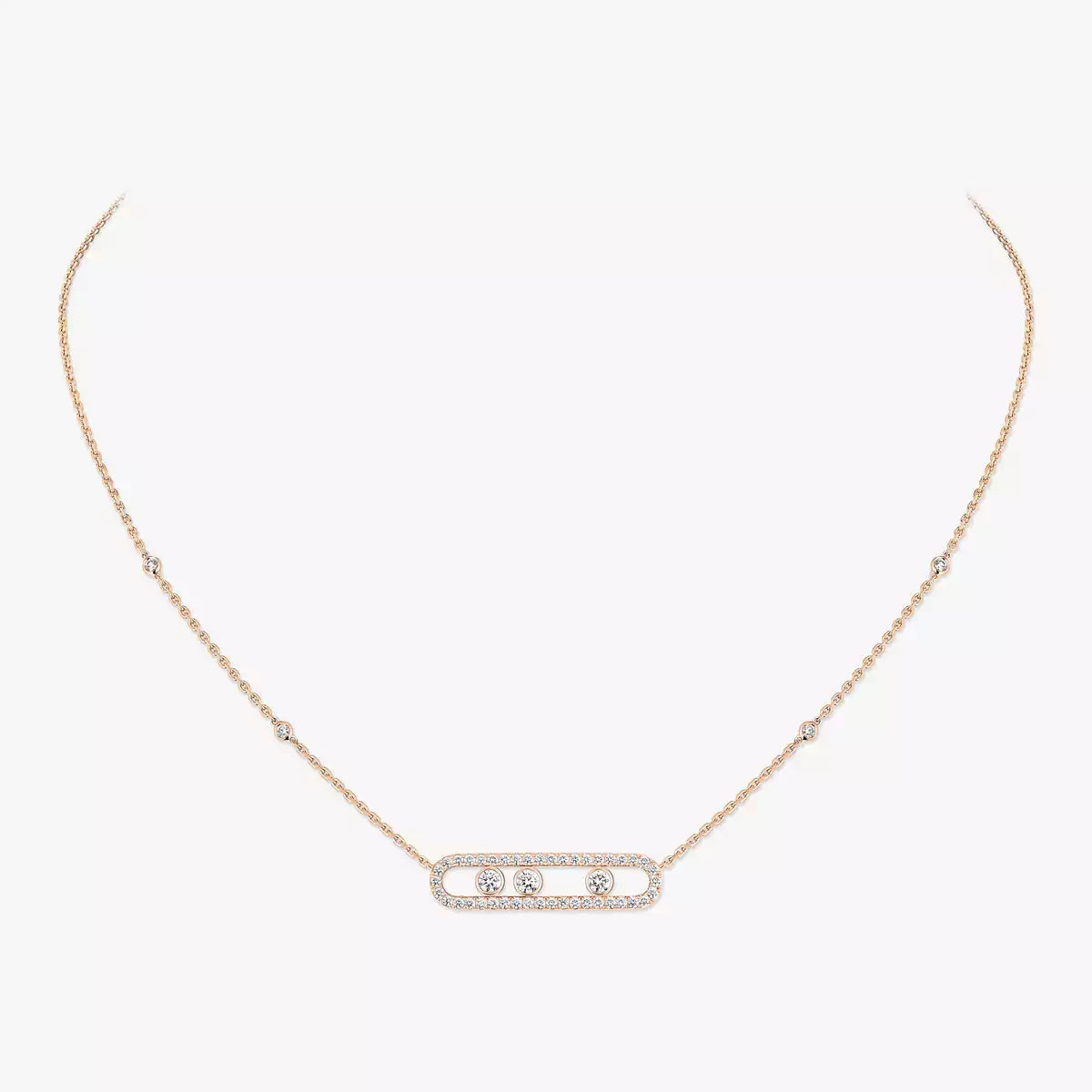 [Aura ]  Move Pave_ Rose Gold Diamond Necklace