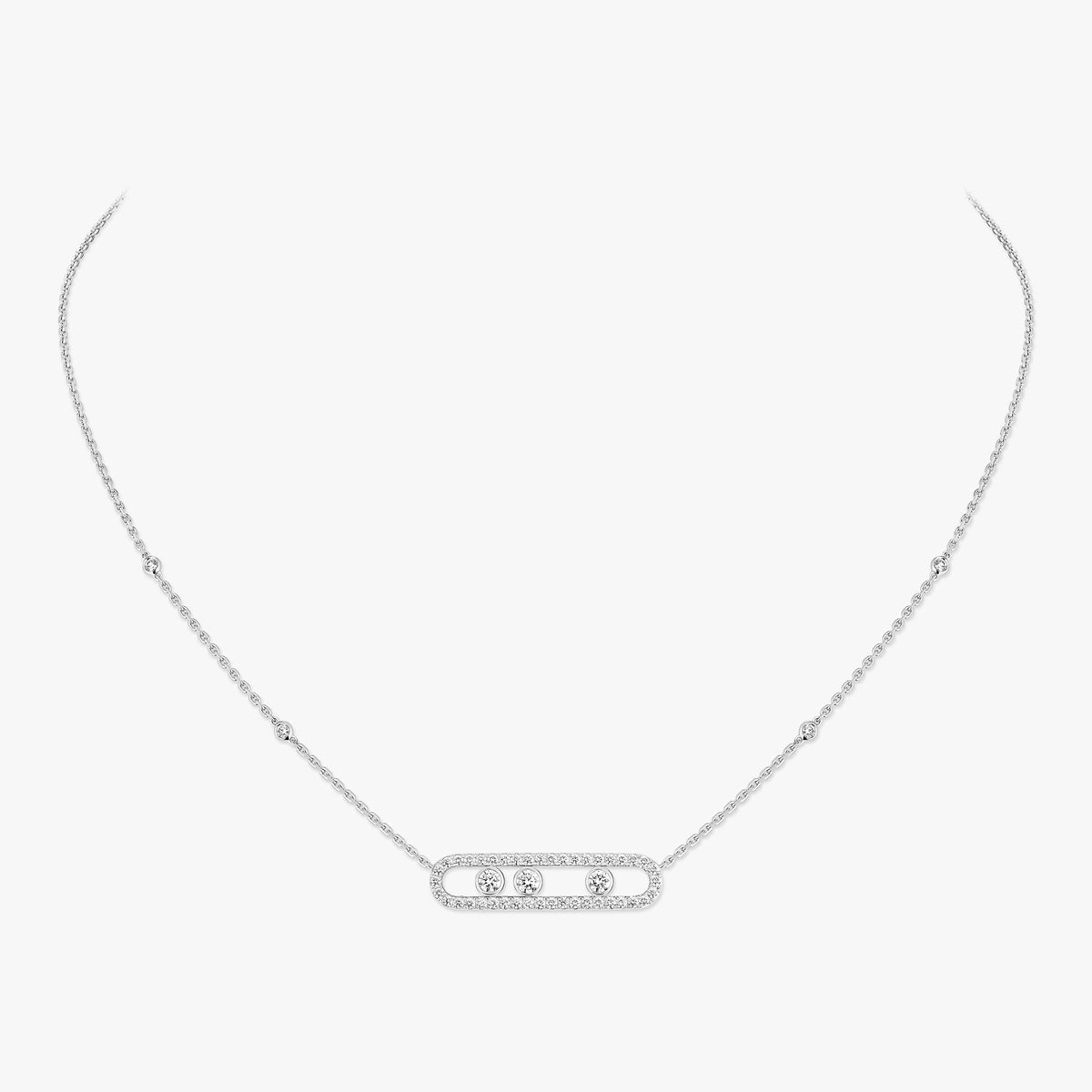 [Aura ]  Move Pave_ Rose Gold Diamond Necklace