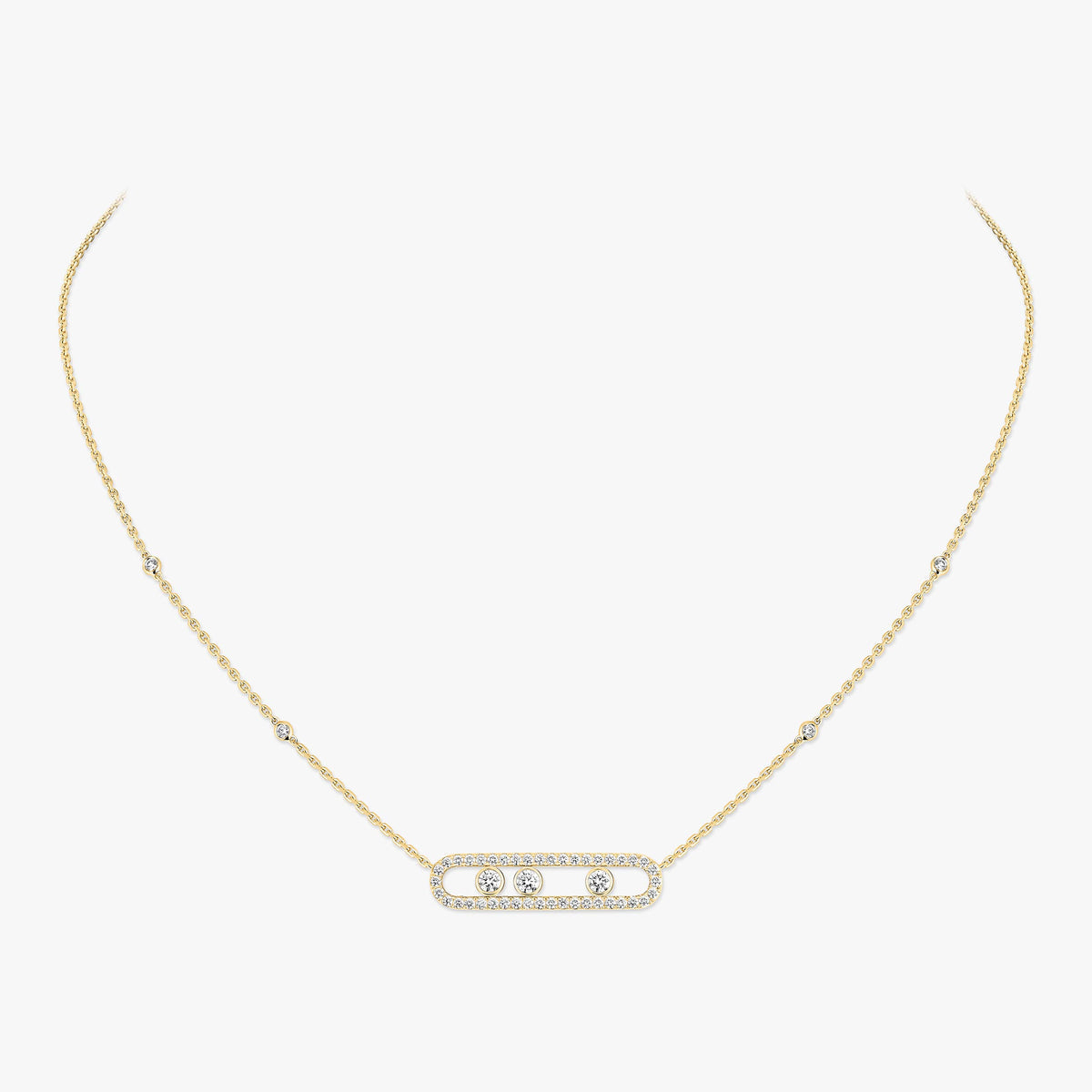 [Aura ]  Move Pave_ Rose Gold Diamond Necklace