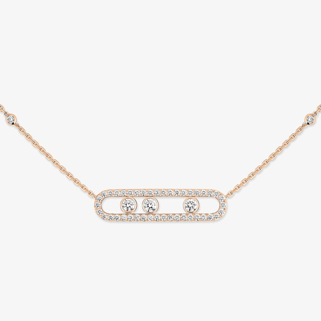 [Aura ]  Move Pave_ Rose Gold Diamond Necklace
