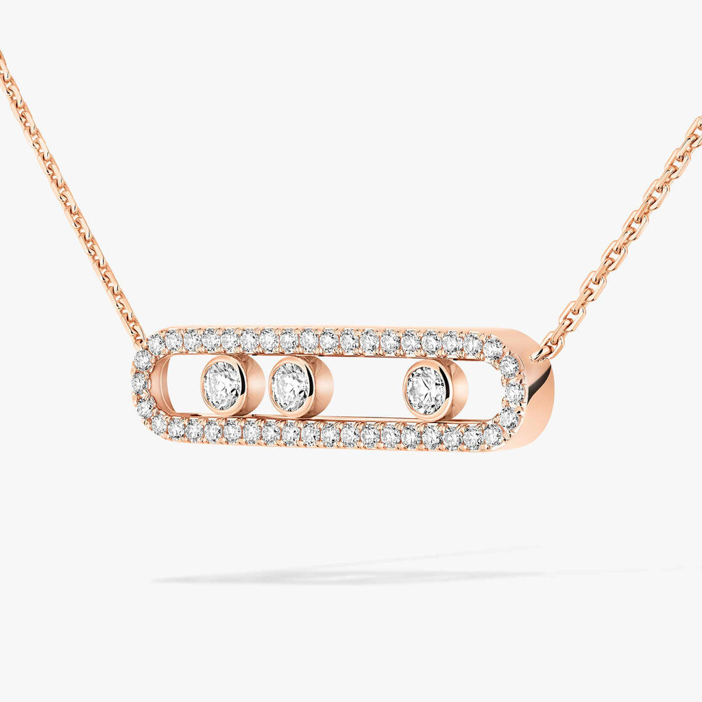 [Aura ]  Move Pave_ Rose Gold Diamond Necklace