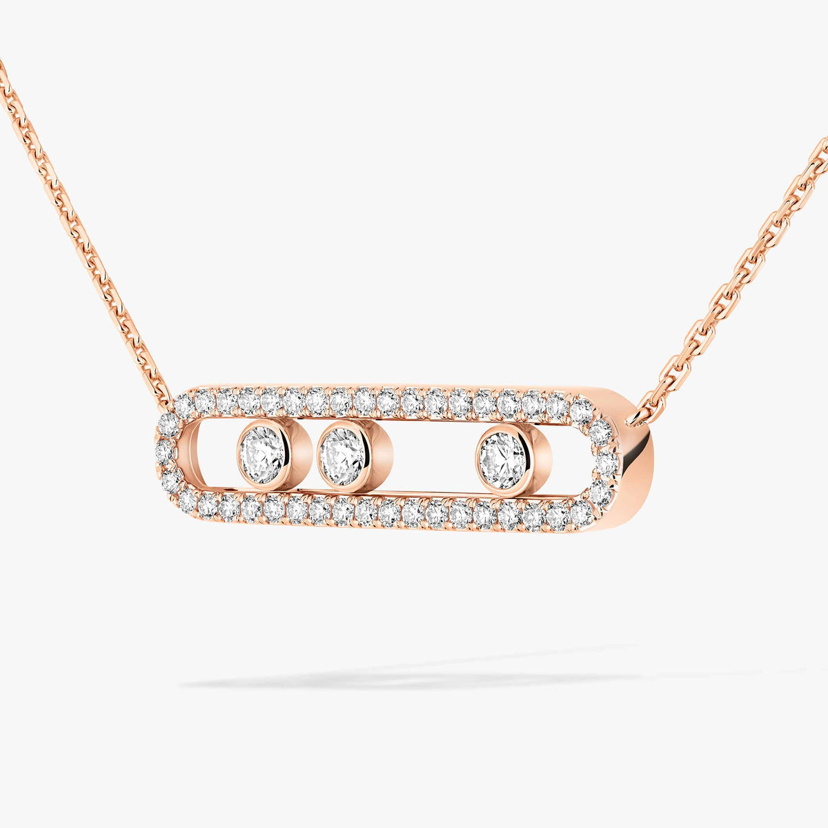 [Aura ]  Move Pave_ Rose Gold Diamond Necklace