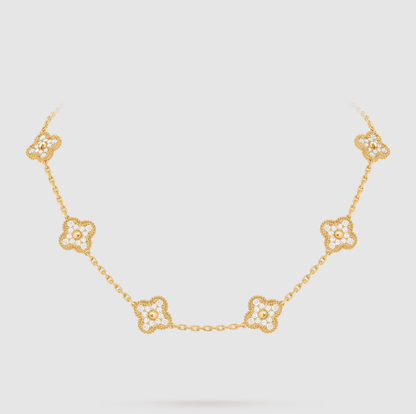 [Aura ]CLOVER 10 MOTIFS FULL DIAMOND NECKLACE