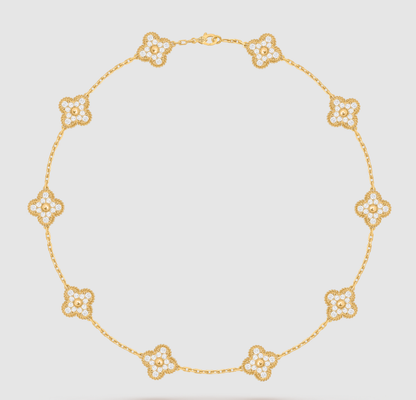 [Aura ]CLOVER 10 MOTIFS FULL DIAMOND NECKLACE