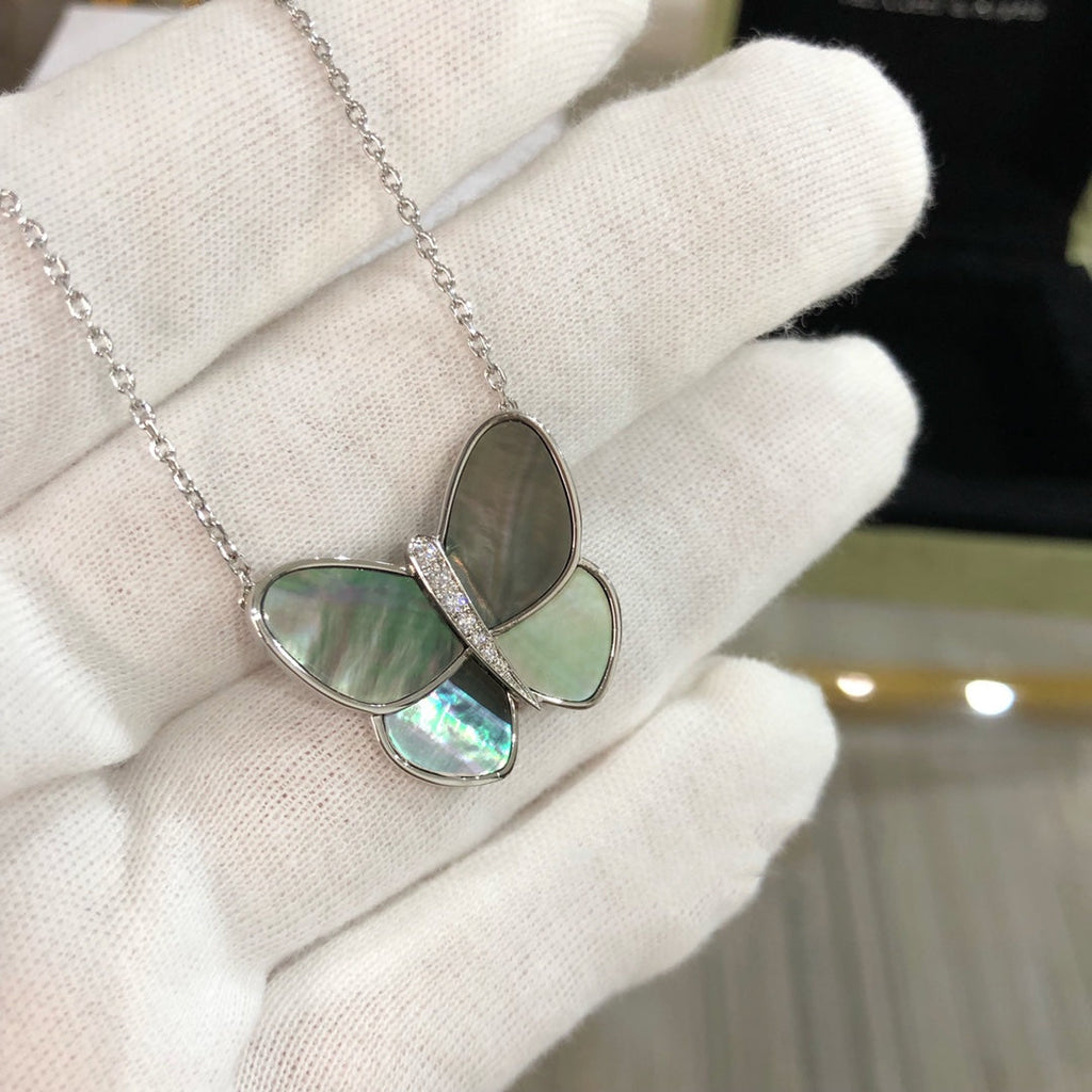 Aura GROSSER SCHMETTERLING SILBER ANHÄNGER DIAMANT HALSKETTE
